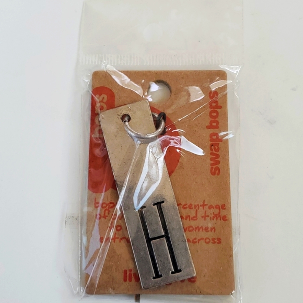 Boutique Swap Bops Adornment Charm Thin Rectangle H Any Necklace or Bracelet